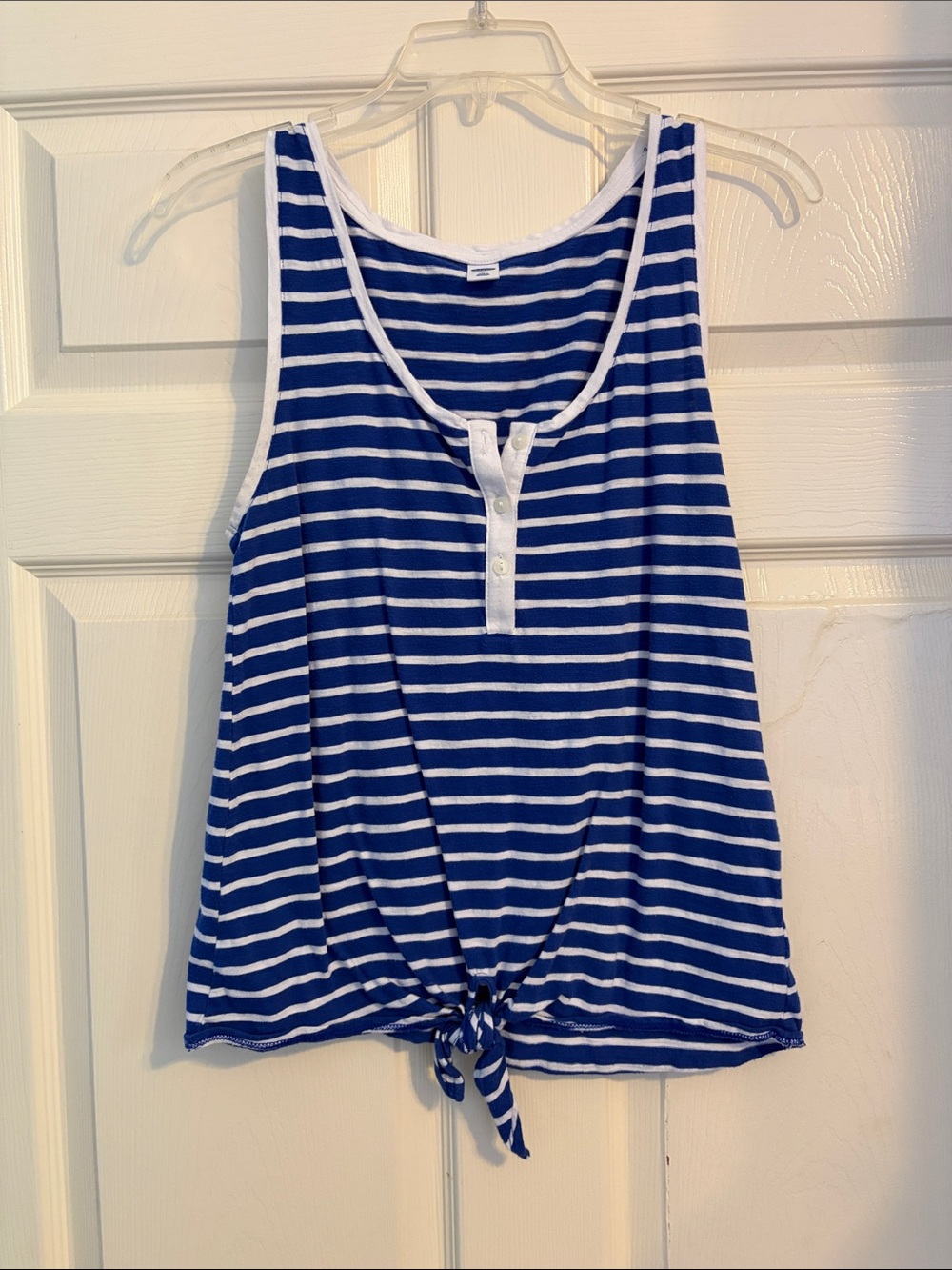 Old Navy Blue & White Striped Tie-Front Tank
